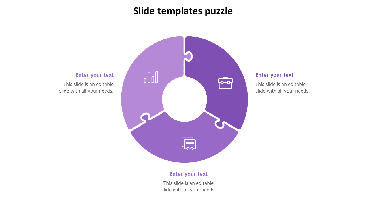 Free - Google Slide Templates Puzzle Design With Three Node